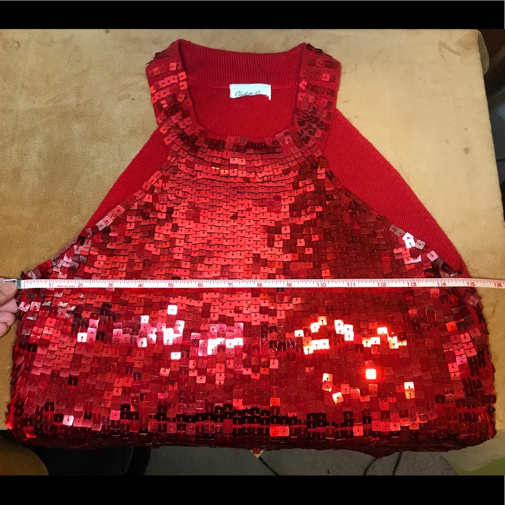GIFTED Charlotte Russe Red Sequin Top Sleeveless - Picture 8 of 8